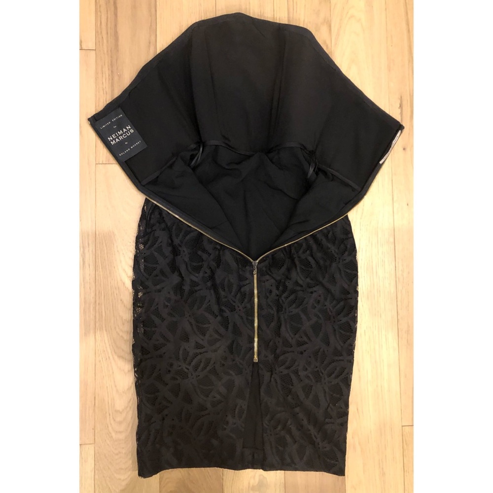 ROLAND MOURET Electra Black Lace Corset Bustier Staples Boning Pencil Dress SZ 8 - Picture 10 of 16